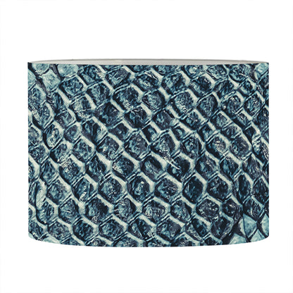 Steel Blue Snakeskin Print Drum Lamp Shade