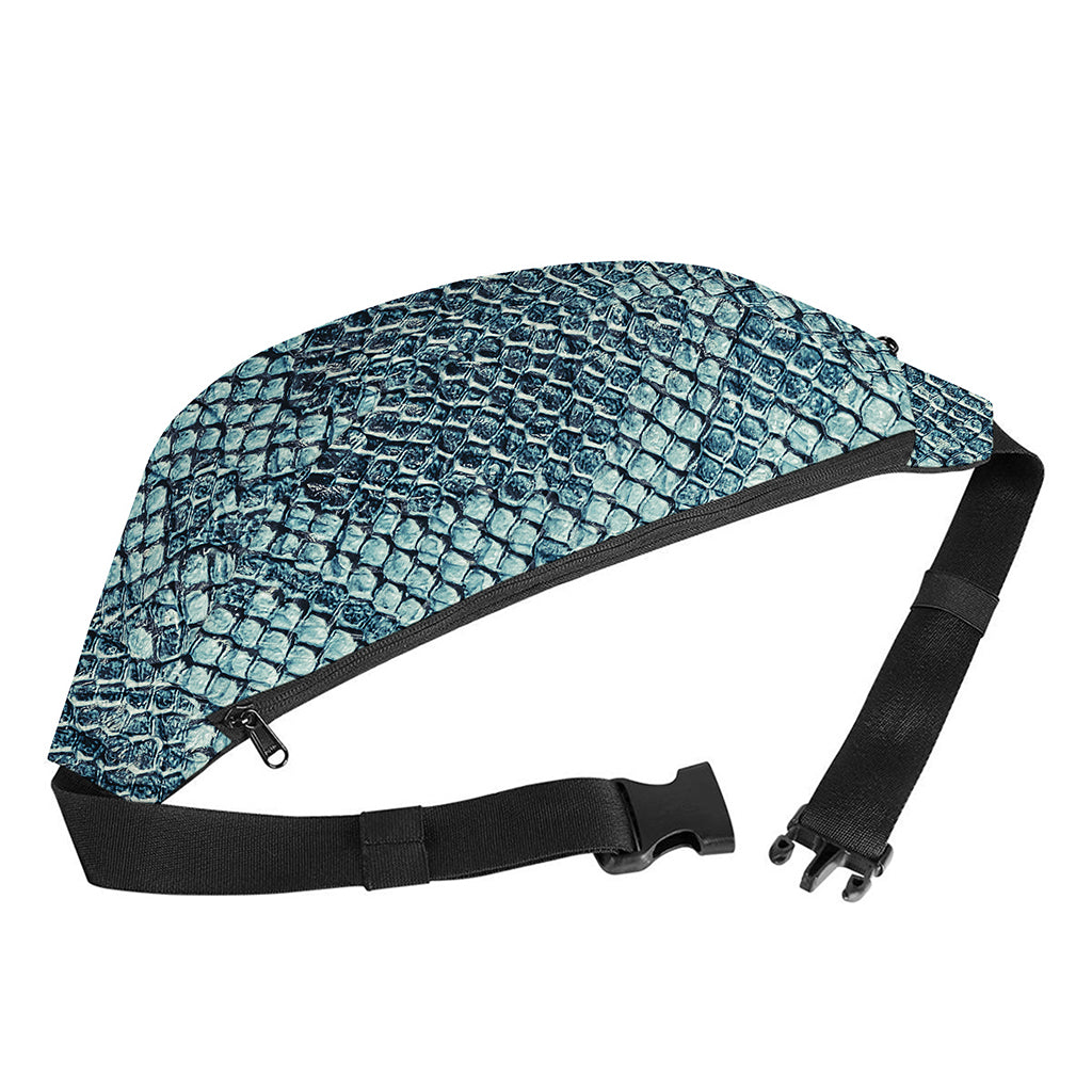 Steel Blue Snakeskin Print Fanny Pack