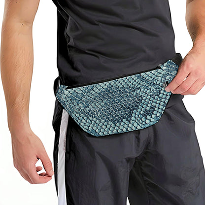 Steel Blue Snakeskin Print Fanny Pack