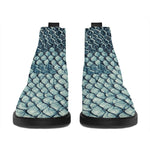 Steel Blue Snakeskin Print Flat Ankle Boots