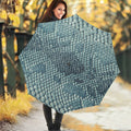 Steel Blue Snakeskin Print Foldable Umbrella