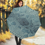 Steel Blue Snakeskin Print Foldable Umbrella