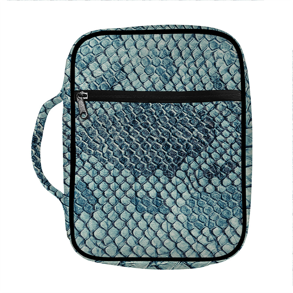 Steel Blue Snakeskin Print Front Pocket Bible Bag