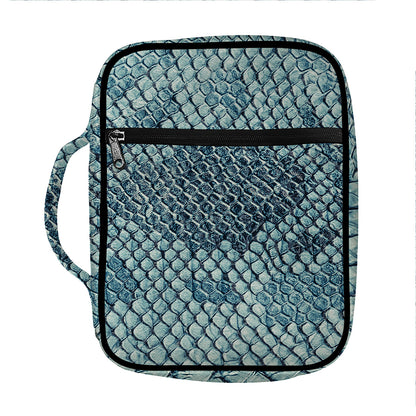 Steel Blue Snakeskin Print Front Pocket Bible Bag