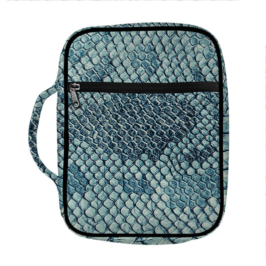 Steel Blue Snakeskin Print Front Pocket Bible Bag