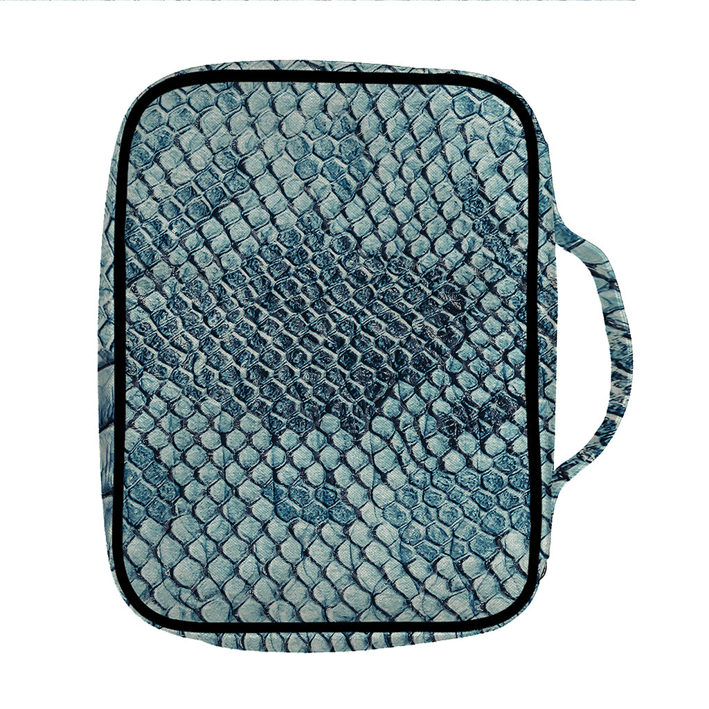 Steel Blue Snakeskin Print Front Pocket Bible Bag