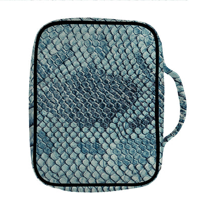 Steel Blue Snakeskin Print Front Pocket Bible Bag