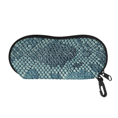 Steel Blue Snakeskin Print Glasses Case