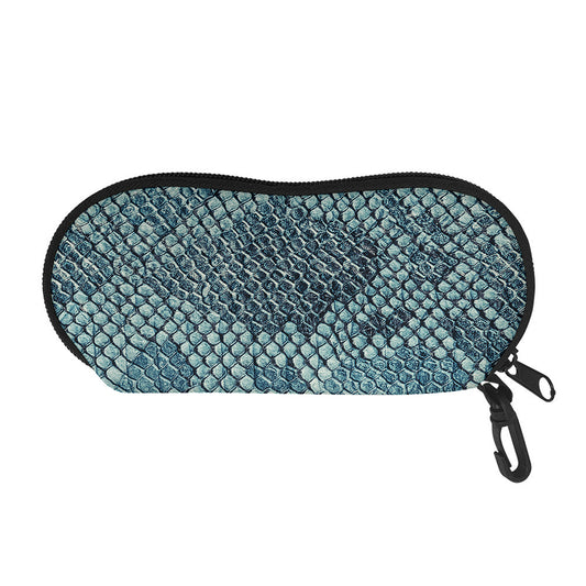 Steel Blue Snakeskin Print Glasses Case