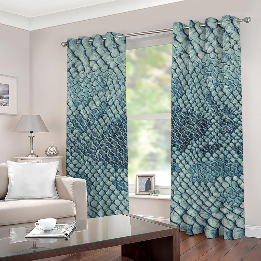 Steel Blue Snakeskin Print Grommet Curtains