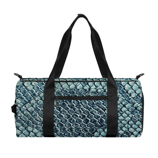 Steel Blue Snakeskin Print Gym Bag