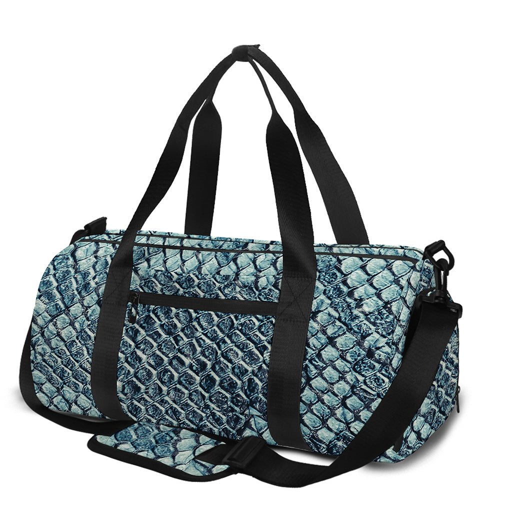 Steel Blue Snakeskin Print Gym Bag