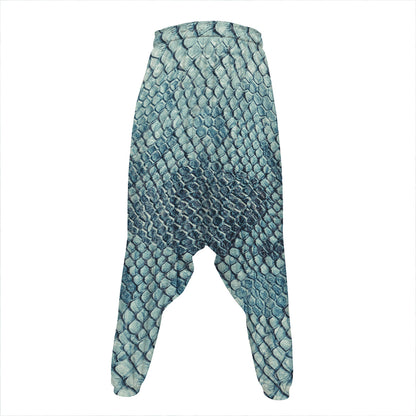 Steel Blue Snakeskin Print Hammer Pants
