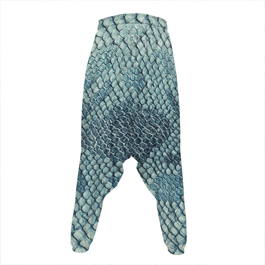 Steel Blue Snakeskin Print Hammer Pants