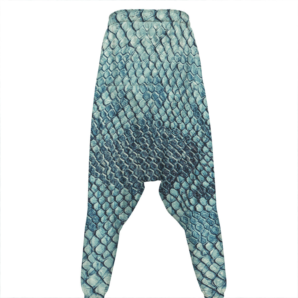 Steel Blue Snakeskin Print Hammer Pants