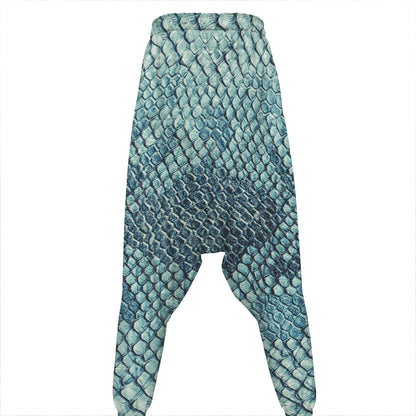 Steel Blue Snakeskin Print Hammer Pants