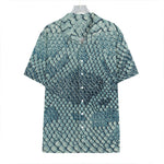 Steel Blue Snakeskin Print Hawaiian Shirt