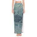 Steel Blue Snakeskin Print High Slit Maxi Skirt