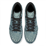 Steel Blue Snakeskin Print High Top Leather Sneakers