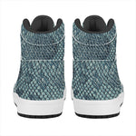 Steel Blue Snakeskin Print High Top Leather Sneakers