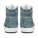 Steel Blue Snakeskin Print High Top Leather Sneakers