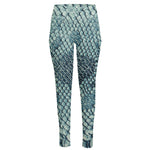 Steel Blue Snakeskin Print High-Waisted Pocket Leggings