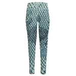 Steel Blue Snakeskin Print High-Waisted Pocket Leggings