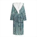 Steel Blue Snakeskin Print Hooded Bathrobe