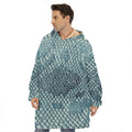 Steel Blue Snakeskin Print Hoodie Blanket