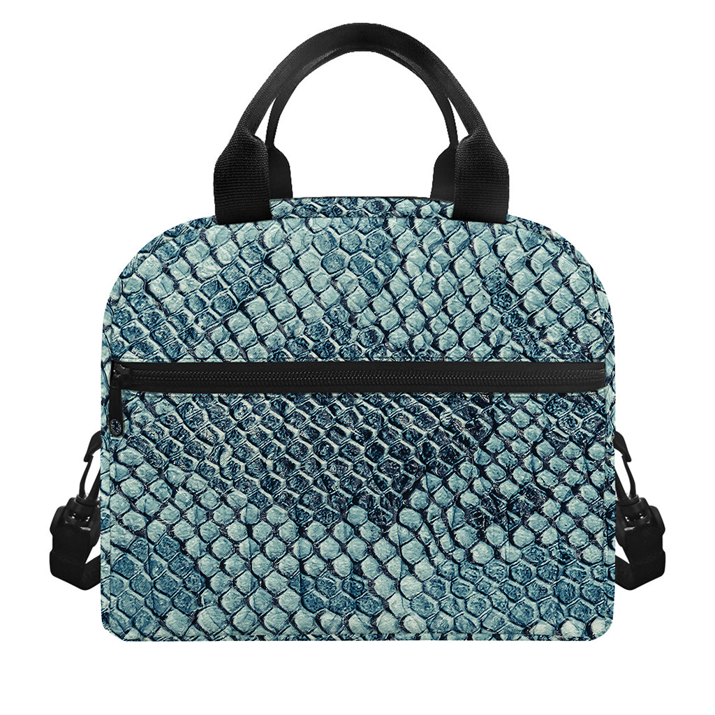 Steel Blue Snakeskin Print Insulated Lunch Bag