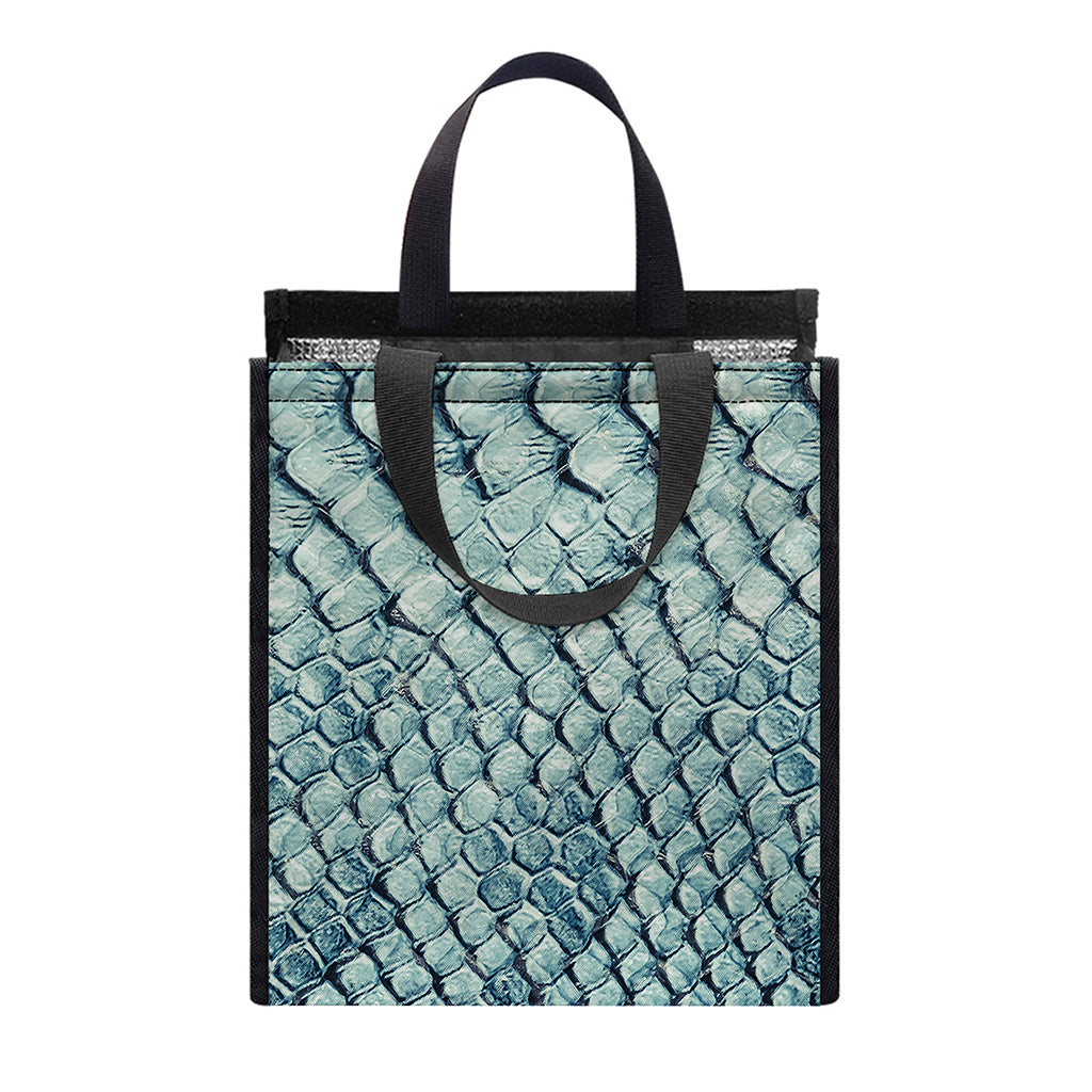 Steel Blue Snakeskin Print Insulated Lunch Tote