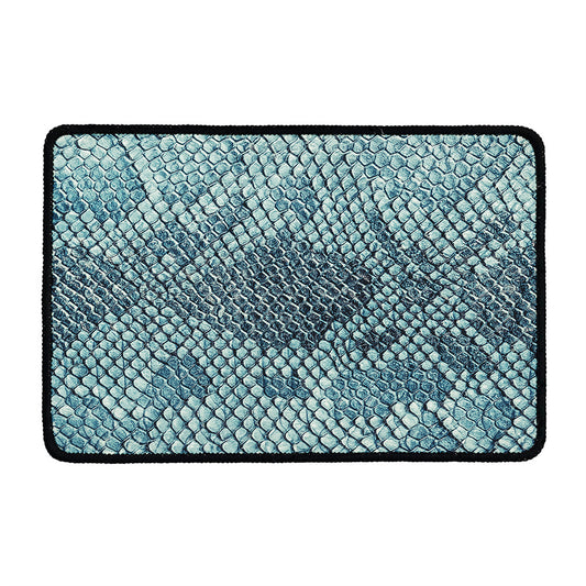 Steel Blue Snakeskin Print Kitchen Mat
