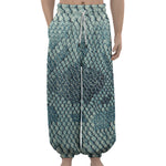 Steel Blue Snakeskin Print Lantern Pants