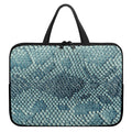 Steel Blue Snakeskin Print Laptop Sleeve With Handle