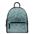 Steel Blue Snakeskin Print Leather Backpack