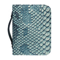 Steel Blue Snakeskin Print Leather Bible Cover