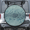 Steel Blue Snakeskin Print Leather Spare Tire Cover