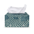 Steel Blue Snakeskin Print Leather Tissue Box Cover