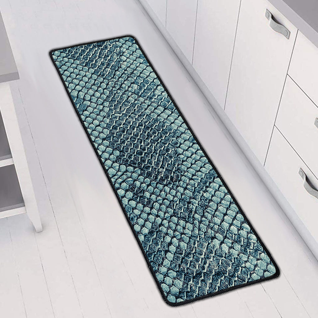Steel Blue Snakeskin Print Long Kitchen Mat