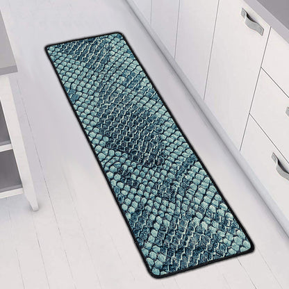 Steel Blue Snakeskin Print Long Kitchen Mat