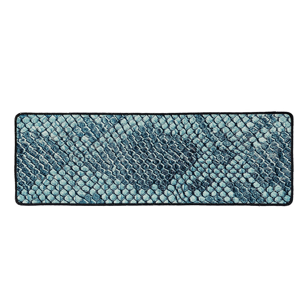 Steel Blue Snakeskin Print Long Kitchen Mat