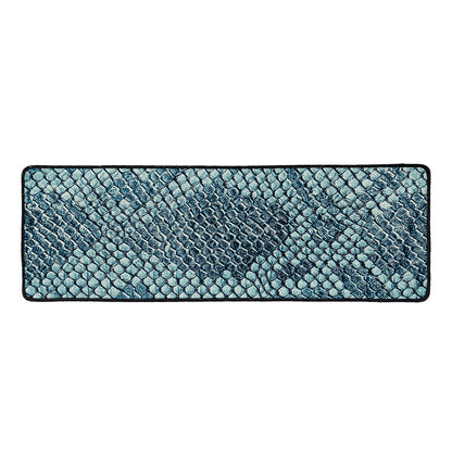 Steel Blue Snakeskin Print Long Kitchen Mat
