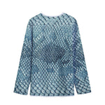 Steel Blue Snakeskin Print Long Sleeve Short Coat