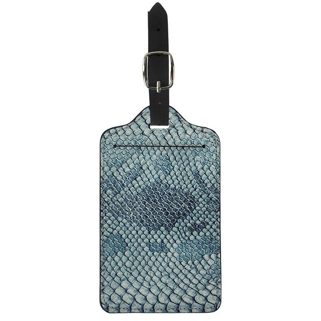 Steel Blue Snakeskin Print Luggage Tag