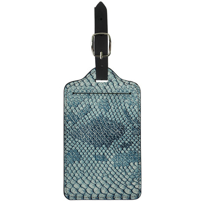 Steel Blue Snakeskin Print Luggage Tag