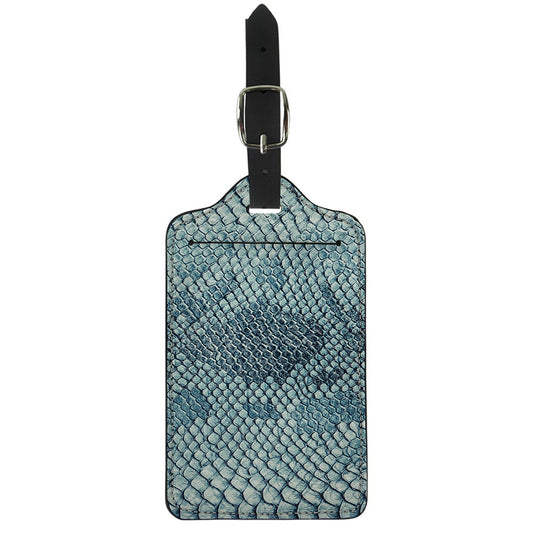 Steel Blue Snakeskin Print Luggage Tag