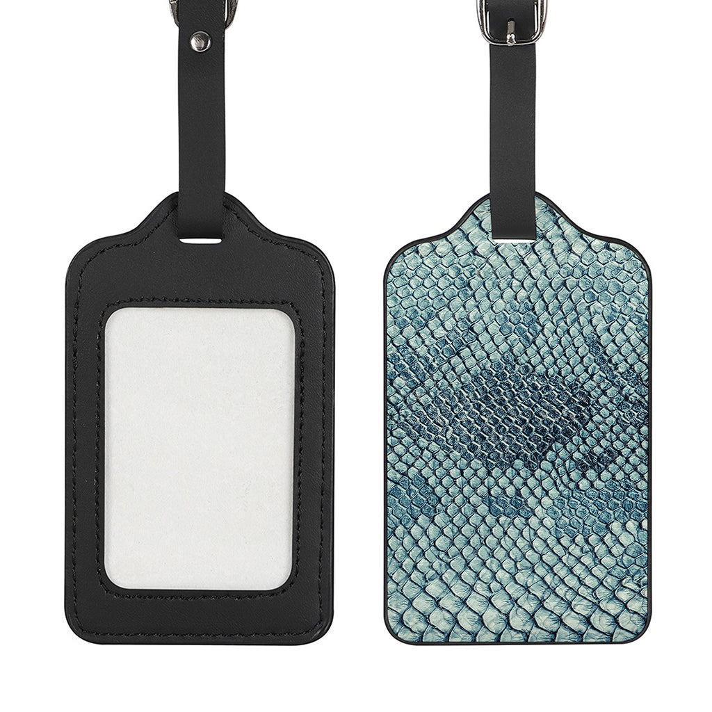 Steel Blue Snakeskin Print Luggage Tag