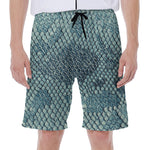 Steel Blue Snakeskin Print Men's Beach Shorts
