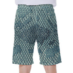 Steel Blue Snakeskin Print Men's Beach Shorts