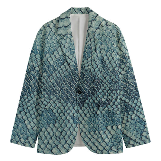Steel Blue Snakeskin Print Men's Blazer